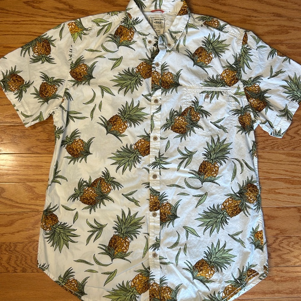 Men's Pineapple Print Shirt - White and Green